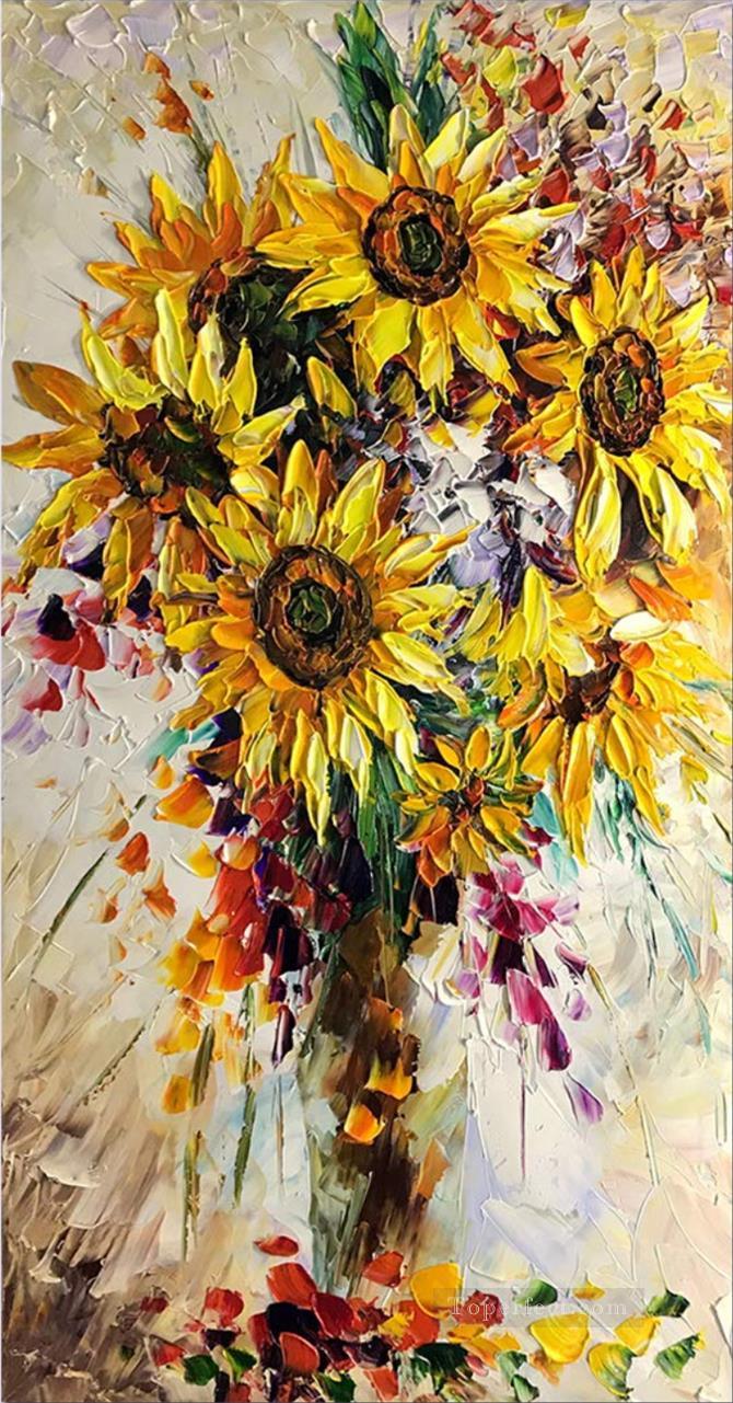 sunflowers in vase floral decoration Oil Paintings